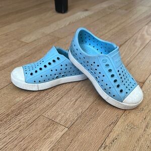 Native Shoes Blue and White Slip-On Sneakers with Ventilation